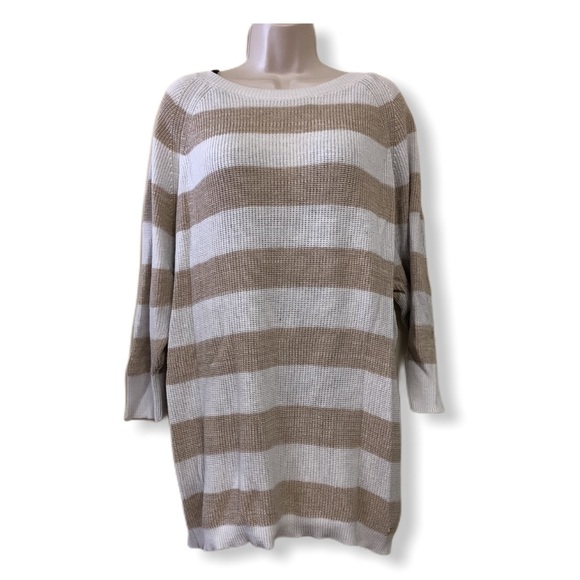 Tommy Hilfiger Sweaters - Tommy Hilfiger Beige and White Striped Sweater